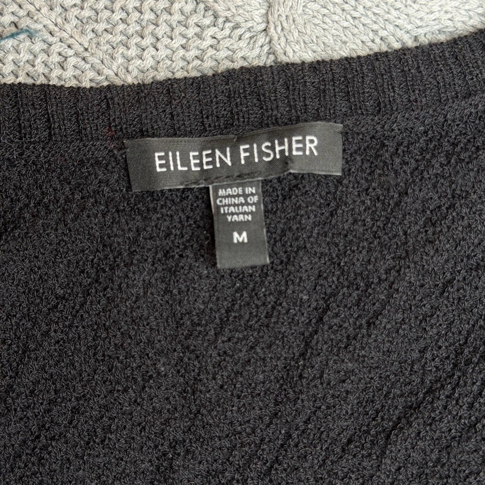 Eileen Fisher Women's Medium 100% Wool Knit Vest Sleeveless Cardigan Pockets - Picture 3 of 7